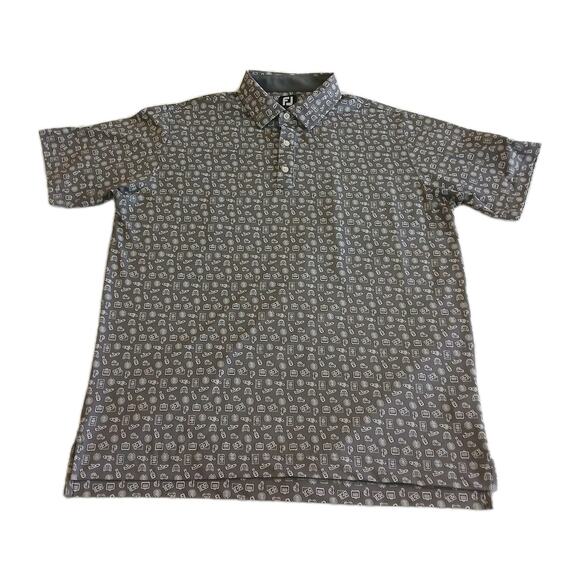 FootJoy Other - FootJoy Polo Shirt Men XL Gray Novelty Travel Print Golf Resort Stretch Performa